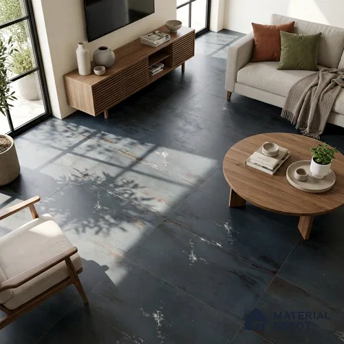 Metallic Floor & Wall Tile TL 06495 B Ferro Cobalt 4 ft x 2 ft Vitrified Matte Finish - 9 mm | Suitable for Living Room, Bedroom, Kitchen & Bathroom