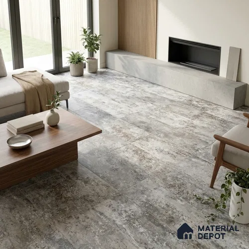 Metallic Floor & Wall Tile TL 06496 Ferro Gris 4 ft x 2 ft Vitrified Matte Finish - 9 mm | Suitable for Living Room, Bedroom, Kitchen & Bathroom