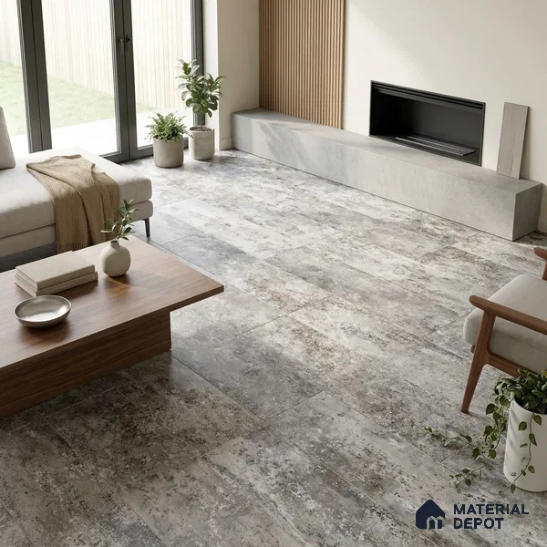 Metallic Floor & Wall Tile TL 06496 Ferro Gris 4 ft x 2 ft Vitrified Matte Finish - 9 mm | Suitable for Living Room, Bedroom, Kitchen & Bathroom