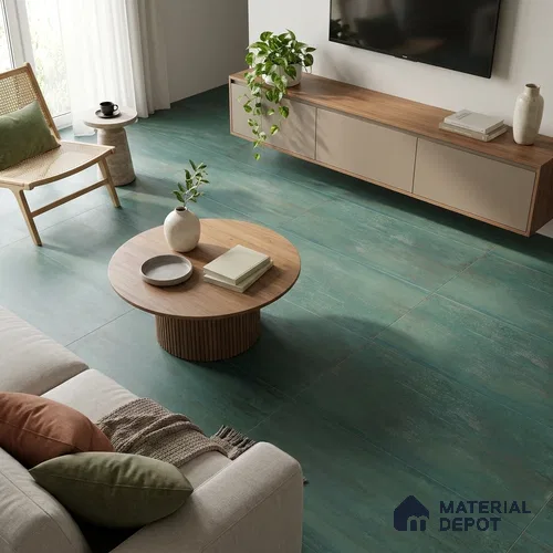 Metallic Floor & Wall Tile TL 06497 Ferro Mint 4 ft x 2 ft Vitrified Matte Finish - 9 mm | Suitable for Living Room, Bedroom, Kitchen & Bathroom