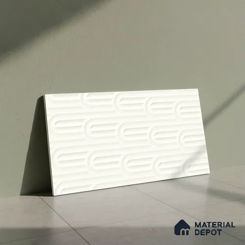 Punch Look Sugar Finish Cream Ceramic Wall Tile | TL 06501 D 2 ft x 1 ft - 8 mm | Suitable For Kitchen & Bathroom