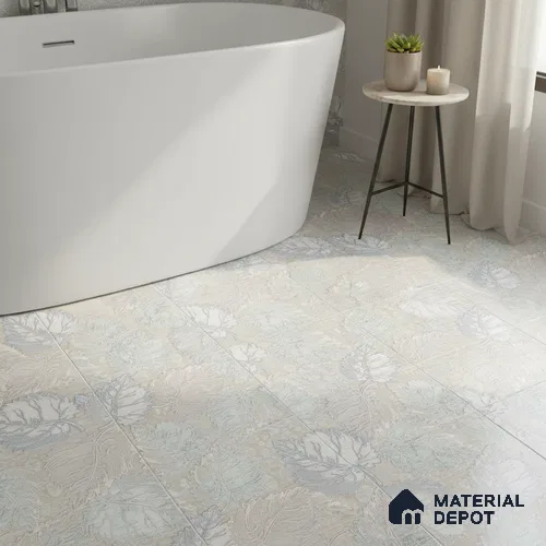 Patterned Floor Tile TL 06504 E 12 inch x 12 inch Ceramic Sugar Finish - 8 mm | Suitable for Bathroom, Kitchen | Please Expect a Slight Variation of Pattern