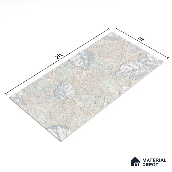 Floral Wall Tile TL 06504 24 inch x 12 inch Ceramic Sugar Finish - 8 mm | Suitable for Accent / Feature Walls & Bathroom Wall | Please Expect a Slight Variation of Pattern