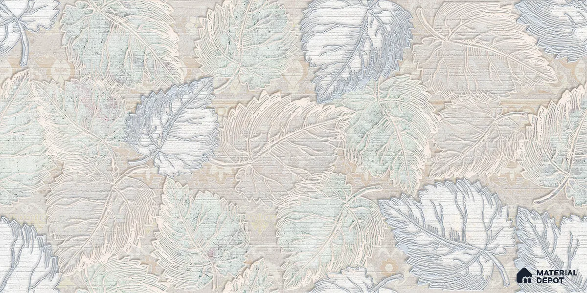 Floral Wall Tile TL 06504 24 inch x 12 inch Ceramic Sugar Finish - 8 mm | Suitable for Accent / Feature Walls & Bathroom Wall | Please Expect a Slight Variation of Pattern