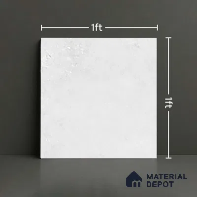 Stone Look Matte Finish White Ceramic Floor Tile | TL 06506 D | 1 ft x 1 ft - 8 mm | Suitable For Bathroom, Balcony & Utility Area