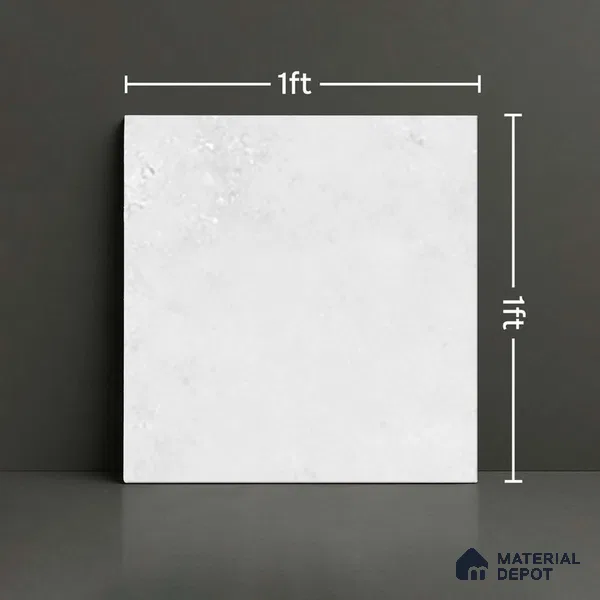 Stone Look Matte Finish White Ceramic Floor Tile | TL 06506 D | 1 ft x 1 ft - 8 mm | Suitable For Bathroom, Balcony & Utility Area