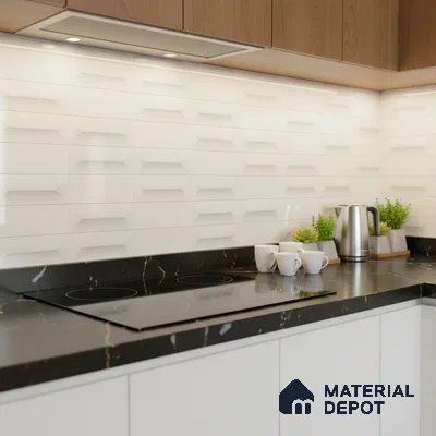 Faux Subway Wall Tile TL 06507 B  White 1599 24 inch x 12 inch Ceramic Glossy Finish - 8 mm | Suitable for Accent / Feature Walls, Bathroom, Kitchen Wall & Backsplashes | Please Expect a Slight Variation of Pattern