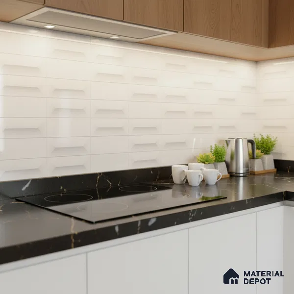Faux Subway Wall Tile TL 06507 B White 1599 24 inch x 12 inch Ceramic Glossy Finish - 8 mm | Suitable for Accent / Feature Walls, Bathroom, Kitchen Wall & Backsplashes | Please Expect a Slight Variation of Pattern
