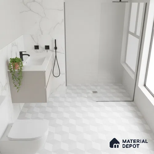 Patterned Floor Tile TL 06512 C   12 inch x 12 inch Ceramic Matte Finish - 8 mm | Suitable for Bathroom | Please Expect a Slight Variation of Pattern
