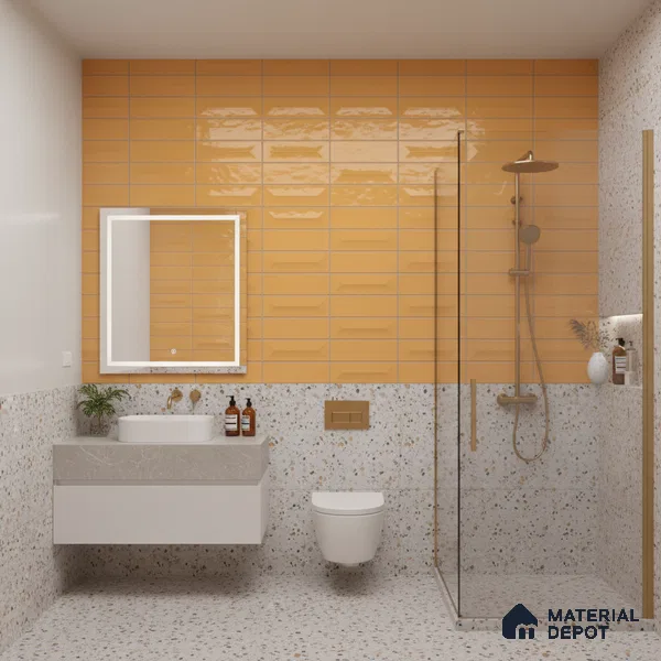 Faux Subway Wall Tile TL 06513 B  SR GL 8050 24 inch x 12 inch Ceramic Glossy Finish - 8 mm | Suitable for Accent / Feature Walls, Bathroom, Kitchen Wall & Backsplashes | Please Expect a Slight Variation of Pattern (Sample)