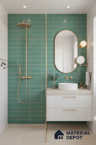 Faux Subway Wall Tile TL 06513 D  SR GL 8056 24 inch x 12 inch Ceramic Glossy Finish - 8 mm | Suitable for Accent / Feature Walls, Bathroom, Kitchen Wall & Backsplashes | Please Expect a Slight Variation of Pattern