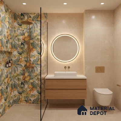 Tropical Look Wall Tile TL 06517 E CR Multi Decor 07 4 ft x 2 ft Vitrified Matte Finish Tile - 9 mm | Suitable for Living Room, Bedroom, Bathroom, Dining (Sample)
