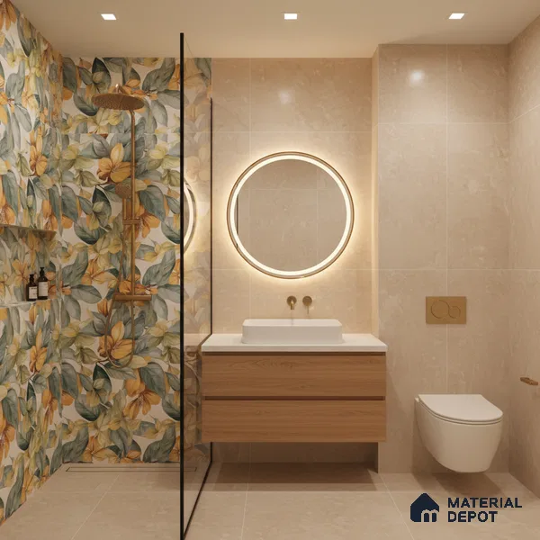 Tropical Look Wall Tile TL 06517 E CR Multi Decor 07 4 ft x 2 ft Vitrified Matte Finish Tile - 9 mm | Suitable for Living Room, Bedroom, Bathroom, Dining (Sample)