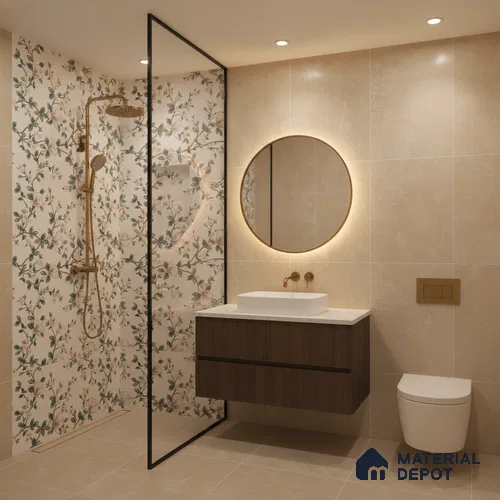 Floral Look Wall Tile TL 06517 G CR Multi Decor 09 4 ft x 2 ft Vitrified Matte Finish Tile - 9 mm | Suitable for Bathroom, Accent/Feature Wall, Dining Area
