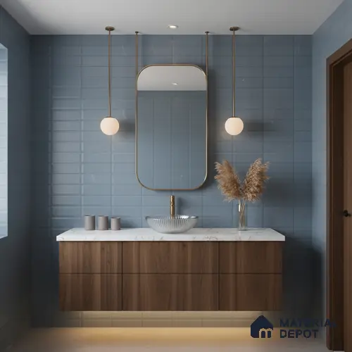 Faux Subway Highlighter Wall Tile TL 06521 B NG Senso Turkish Blue HL 2 ft x 1 ft Ceramic Matte Finish - 8 mm | Suitable for Living Room, Kitchen & Bathroom
