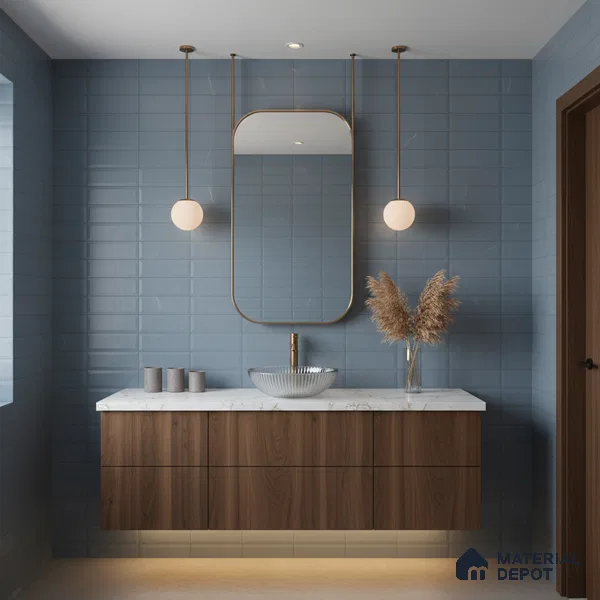 Faux Subway Highlighter Wall Tile TL 06521 B NG Senso Turkish Blue HL 2 ft x 1 ft Ceramic Matte Finish - 8 mm | Suitable for Living Room, Kitchen & Bathroom