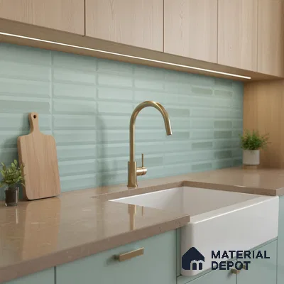 Faux Subway Wall Tile TL 06521 C Senso Aqua 2 ft x 1 ft Ceramic Matte Finish - 8 mm | Suitable For Kitchen Backsplash, Bathroom & Basin Accent