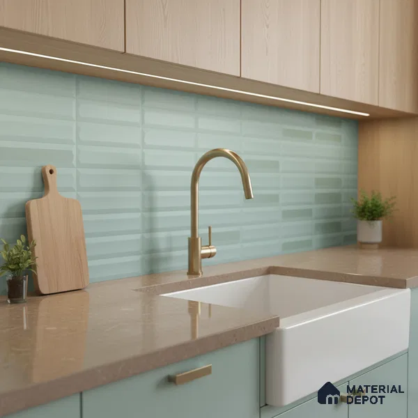 Faux Subway Wall Tile TL 06521 C Senso Aqua 2 ft x 1 ft Ceramic Matte Finish - 8 mm | Suitable For Kitchen Backsplash, Bathroom & Basin Accent