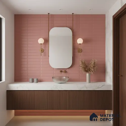 Faux Subway Highlighter Wall Tile TL 06521 D NG Senso Pink HL 2 ft x 1 ft Ceramic Matte Finish - 8 mm | Suitable for Living Room, Kitchen & Bathroom