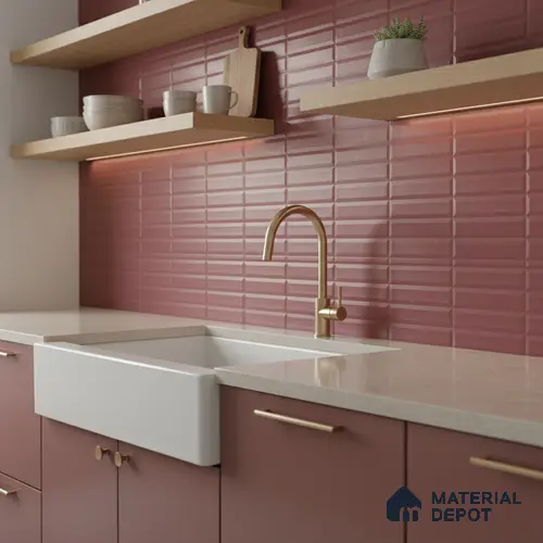 Faux Subway Highlighter Wall Tile TL 06521 E NG Senso Magenta HL 2 ft x 1 ft Ceramic Matte Finish - 8 mm | Suitable for Living Room, Kitchen & Bathroom
