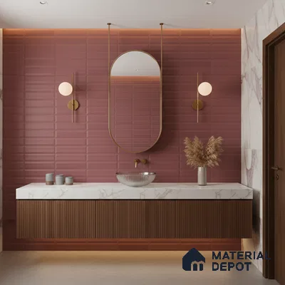 Faux Subway Highlighter Wall Tile TL 06521 E NG Senso Magenta HL 2 ft x 1 ft Ceramic Matte Finish - 8 mm | Suitable for Living Room, Kitchen & Bathroom