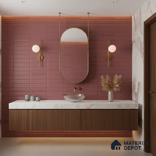 Faux Subway Highlighter Wall Tile TL 06521 E NG Senso Magenta HL 2 ft x 1 ft Ceramic Matte Finish - 8 mm | Suitable for Living Room, Kitchen & Bathroom