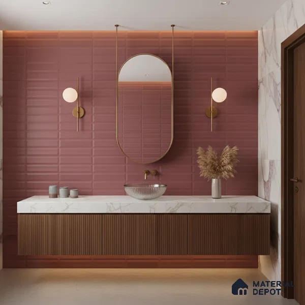 Faux Subway Highlighter Wall Tile TL 06521 E NG Senso Magenta HL 2 ft x 1 ft Ceramic Matte Finish - 8 mm | Suitable for Living Room, Kitchen & Bathroom