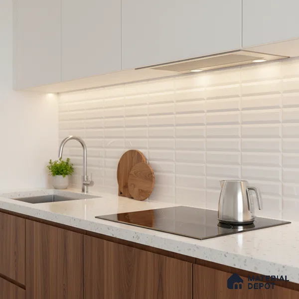 Faux Subway Highlighter Wall Tile TL 06521 F NG Senso White HL 2 ft x 1 ft Ceramic Matte Finish - 8 mm | Suitable for Living Room, Kitchen & Bathroom