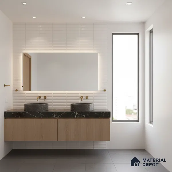 Faux Subway Highlighter Wall Tile TL 06521 F NG Senso White HL 2 ft x 1 ft Ceramic Matte Finish - 8 mm | Suitable for Living Room, Kitchen & Bathroom