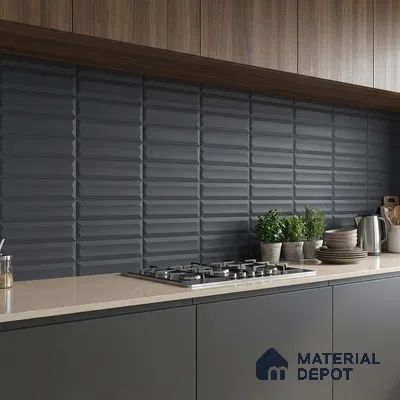 Faux Subway Wall Tile TL 06521 G Senso Black 2 ft x 1 ft Ceramic Matte Finish - 8 mm | Suitable For Kitchen Backsplash, Bathroom & Basin Accent