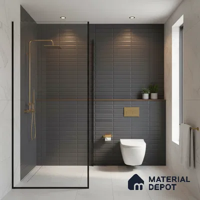 Faux Subway Wall Tile TL 06521 G Senso Black 2 ft x 1 ft Ceramic Matte Finish - 8 mm | Suitable For Kitchen Backsplash, Bathroom & Basin Accent