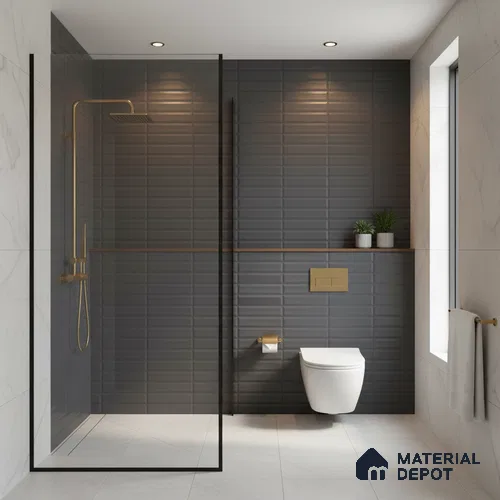 Faux Subway Highlighter Wall Tile TL 06521 G NG Senso Black HL 2 ft x 1 ft Ceramic Matte Finish - 8 mm | Suitable for Living Room, Kitchen & Bathroom