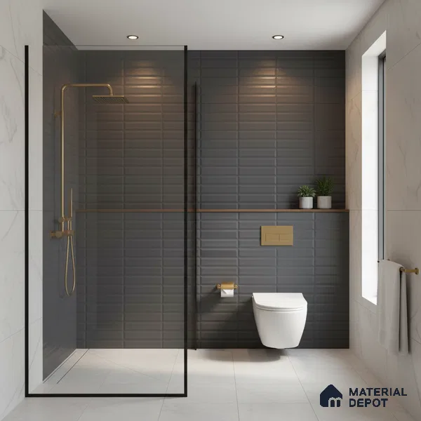 Faux Subway Wall Tile TL 06521 G Senso Black 2 ft x 1 ft Ceramic Matte Finish - 8 mm | Suitable For Kitchen Backsplash, Bathroom & Basin Accent
