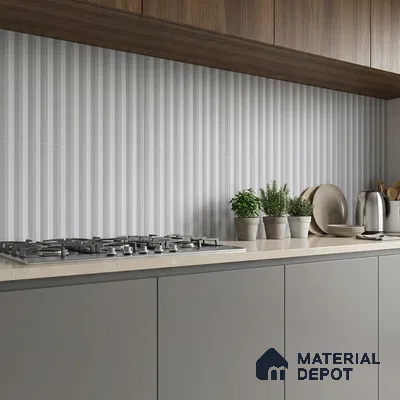 Subway Fluted Wall Tile TL 06522 B Pigmento White 2 ft x 1 ft Ceramic Matte Finish - 8 mm | Suitable for Kitchen & Bathroom | Please Expect a Slight Variation of Pattern (Sample)
