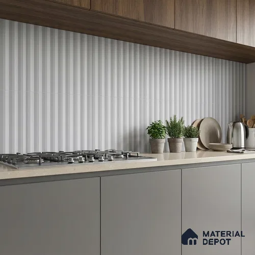 Subway Fluted Wall Tile TL 06522 B Pigmento White 2 ft x 1 ft Ceramic Matte Finish - 8 mm | Suitable for Kitchen & Bathroom | Please Expect a Slight Variation of Pattern