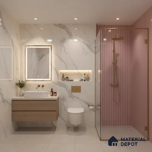 Subway Fluted Wall Tile TL 06522 C Pigmento Pink 2 ft x 1 ft Ceramic Matte Finish - 8 mm | Suitable for Kitchen & Bathroom | Please Expect a Slight Variation of Pattern