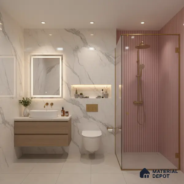 Subway Fluted Wall Tile TL 06522 C Pigmento Pink 2 ft x 1 ft Ceramic Matte Finish - 8 mm | Suitable for Kitchen & Bathroom | Please Expect a Slight Variation of Pattern