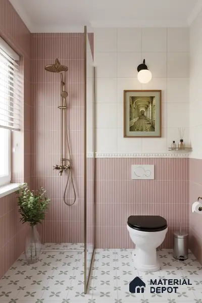 Subway Fluted Wall Tile TL 06522 C Pigmento Pink 2 ft x 1 ft Ceramic Matte Finish - 8 mm | Suitable for Kitchen & Bathroom | Please Expect a Slight Variation of Pattern