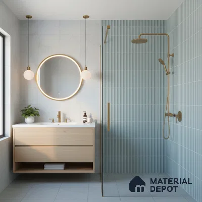 Subway Fluted Wall Tile TL 06522 D Pigmento Aqua 2 ft x 1 ft Ceramic Matte Finish - 8 mm | Suitable for Kitchen & Bathroom | Please Expect a Slight Variation of Pattern