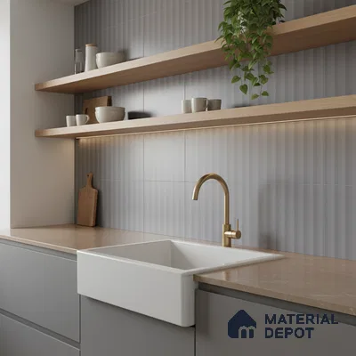 Subway Fluted Wall Tile TL 06522 F Pigmento Grey 2 ft x 1 ft Ceramic Matte Finish - 8 mm | Suitable for Kitchen & Bathroom | Please Expect a Slight Variation of Pattern