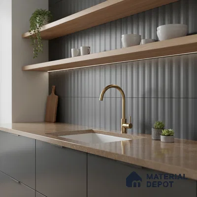 Subway Fluted Wall Tile TL 06522 G Pigmento Black 2 ft x 1 ft Ceramic Matte Finish - 8 mm | Suitable for Kitchen & Bathroom | Please Expect a Slight Variation of Pattern