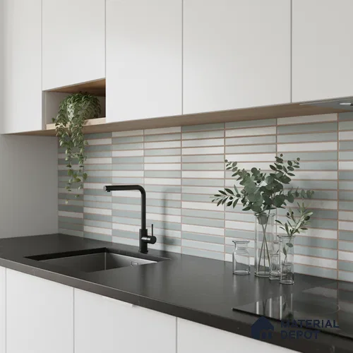 Faux Subway Wall Tile TL 06523 B NG Zuliya Aqua HL 2 ft x 1 ft Ceramic Matte Finish - 8 mm | Suitable for Living Room, Kitchen & Bathroom