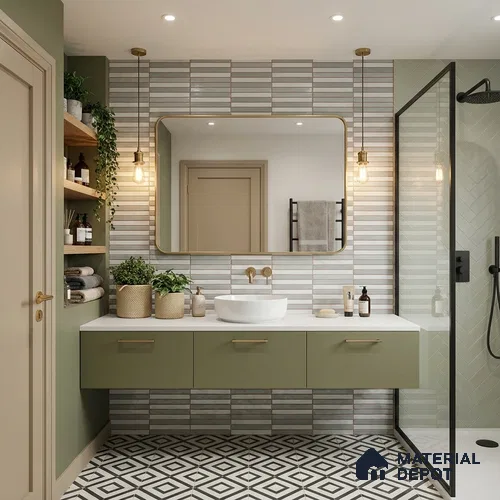 Faux Subway Wall Tile TL 06523 B NG Zuliya Aqua HL 2 ft x 1 ft Ceramic Matte Finish - 8 mm | Suitable for Living Room, Kitchen & Bathroom