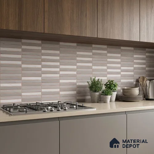 Faux Subway Wall Tile TL 06523 C NG Zuliya Grey HL 2 ft x 1 ft Ceramic Matte Finish - 8 mm | Suitable for Living Room, Kitchen & Bathroom