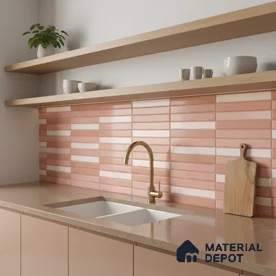 Faux Subway Wall Tile TL 06523 D NG Zuliya Pink HL 2 ft x 1 ft Ceramic Matte Finish - 8 mm | Suitable For Kitchen, Bathroom, Dining Area
