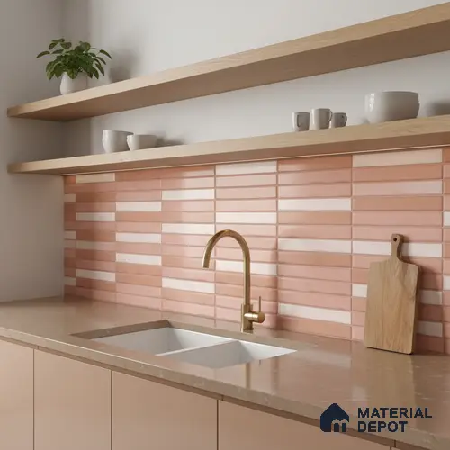 Faux Subway Wall Tile TL 06523 D NG Zuliya Pink HL 2 ft x 1 ft Ceramic Matte Finish - 8 mm | Suitable for Living Room, Kitchen & Bathroom