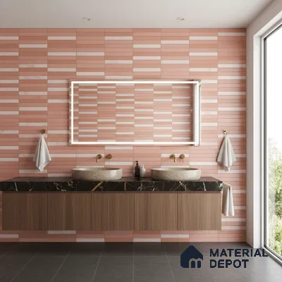 Faux Subway Wall Tile TL 06523 D NG Zuliya Pink HL 2 ft x 1 ft Ceramic Matte Finish - 8 mm | Suitable For Kitchen, Bathroom, Dining Area