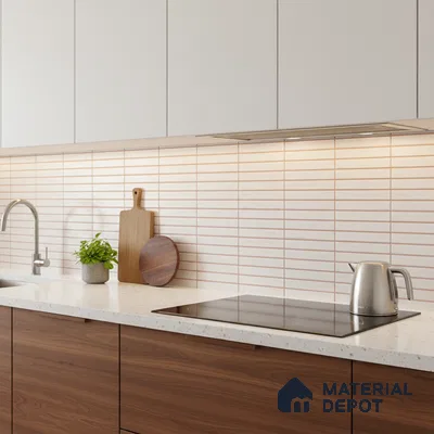 Subway Wall Tile TL 06524 Zuliya White 2 ft x 1 ft Ceramic Matte Finish - 8 mm | Suitable for Kitchen & Bathroom | Please Expect a Slight Variation of Pattern