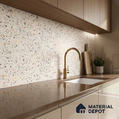 Terrazzo Wall Tile TL 06527 B G Gobi Beige 2 ft x 1 ft Ceramic Matte Finish - 8 mm | Suitable for Living Room, Kitchen & Bathroom (Sample)
