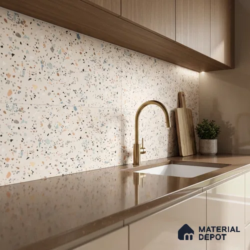 Terrazzo Wall Tile TL 06527 B G Gobi Beige 2 ft x 1 ft Ceramic Matte Finish - 8 mm | Suitable for Living Room, Kitchen & Bathroom